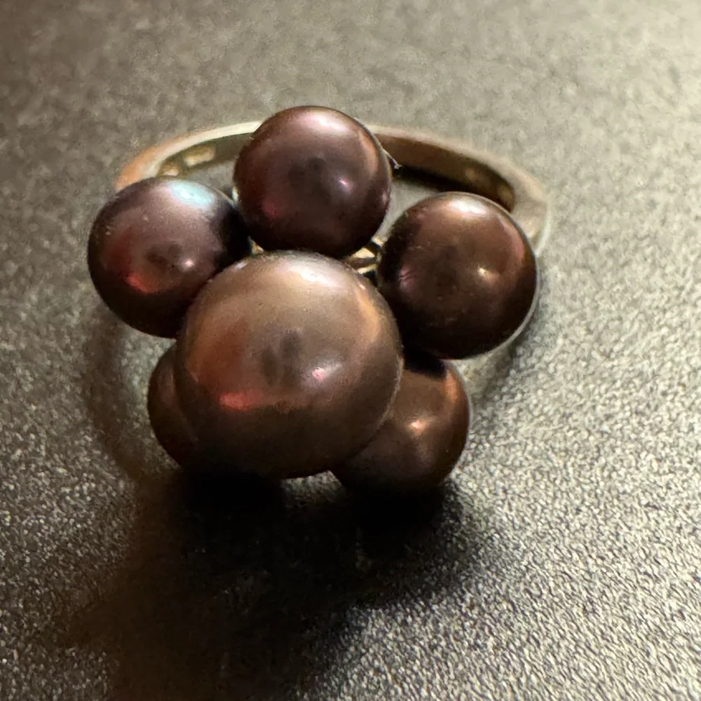 926 Sterling Tahitian Pearl Cluster Flower Ring